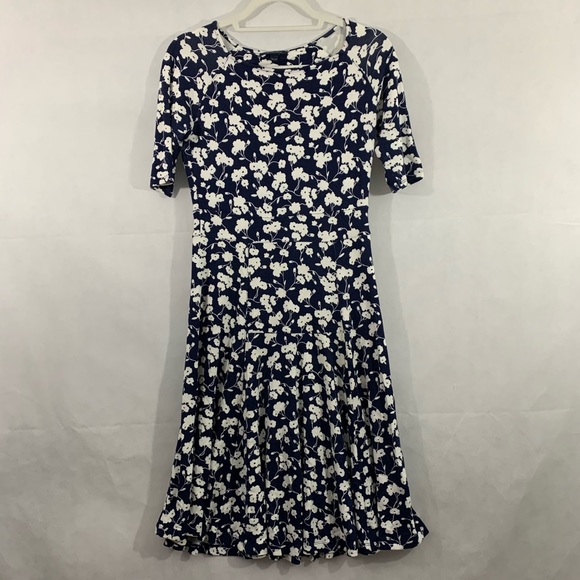 Lands' End Dresses & Skirts - Land's End Floral Short Sleeve Dress Size XS Navy